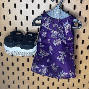 American Girl doll outfit - Karaoke outfit - purple dress with black sandals
